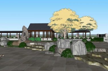 Sketchup景观模型|中式园林，园林景观，中式风格-BIM建筑网