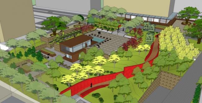 Sketchup景观模型|广场景观，现代风格