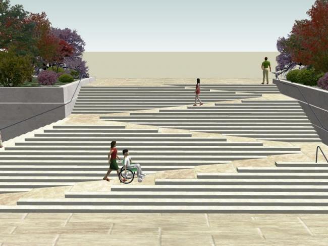 Sketchup景观模型|台阶景观，现代风格