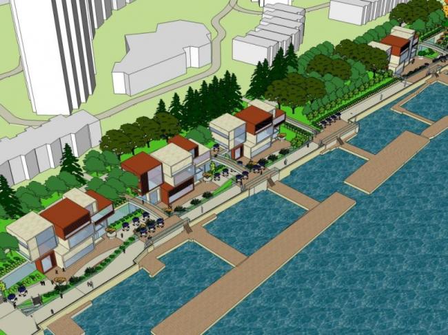 Sketchup景观模型|滨水景观，现代风格