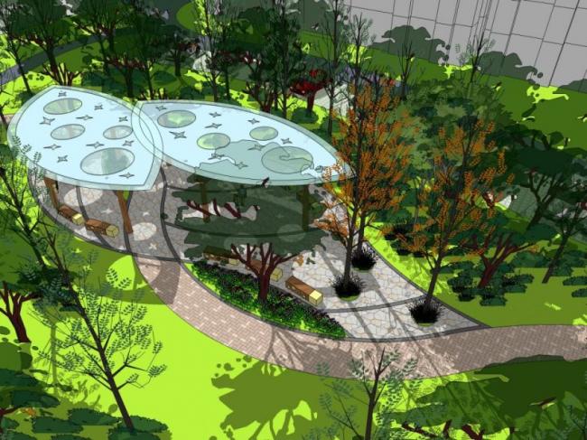 Sketchup景观模型|广场景观，现代风格