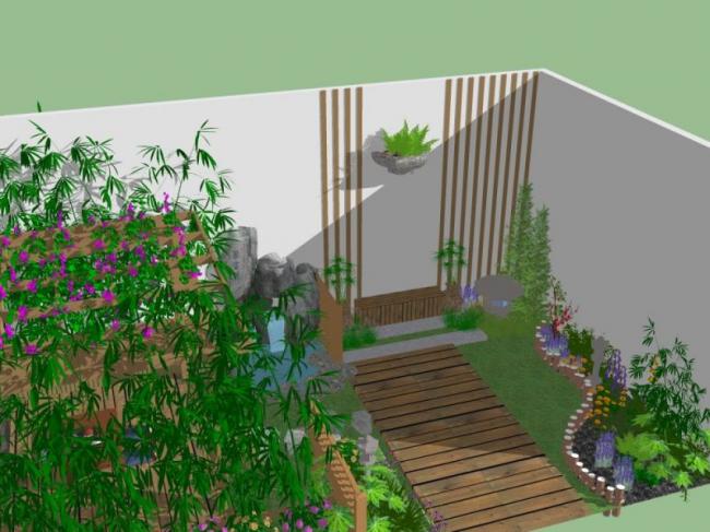 Sketchup景观模型|庭院景观，现代风格