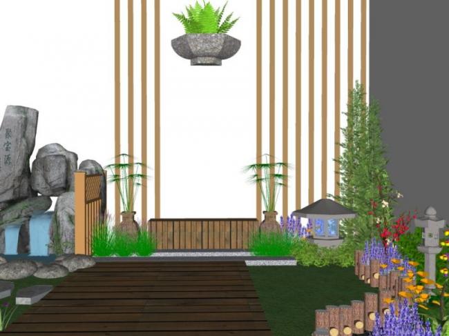 Sketchup景观模型|庭院景观，现代风格