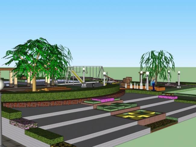 Sketchup景观模型|小区景观，现代风格