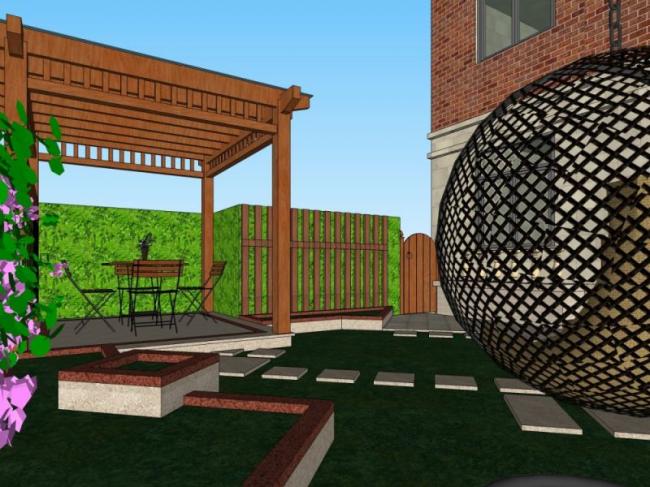 Sketchup景观模型|别墅庭院景观，现代风格