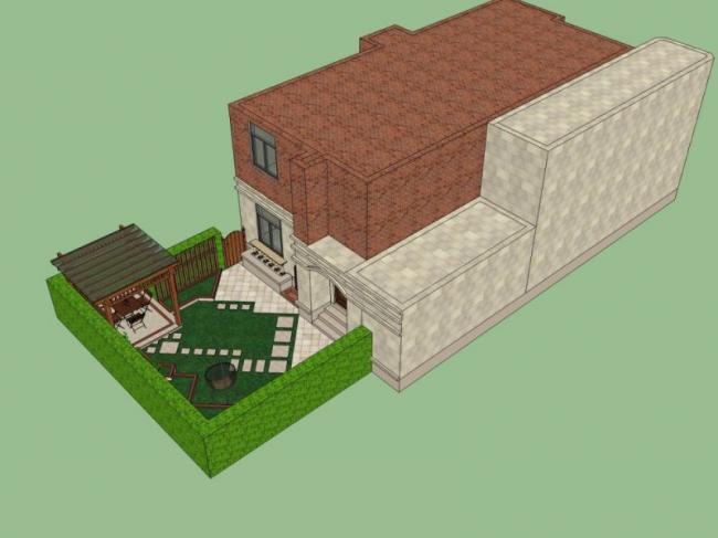Sketchup景观模型|别墅庭院景观，现代风格
