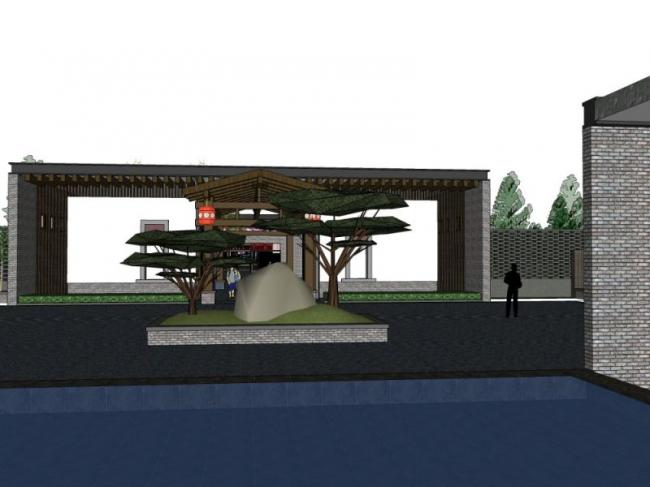 Sketchup景观模型|公园景观，庭院景观，新中式风格