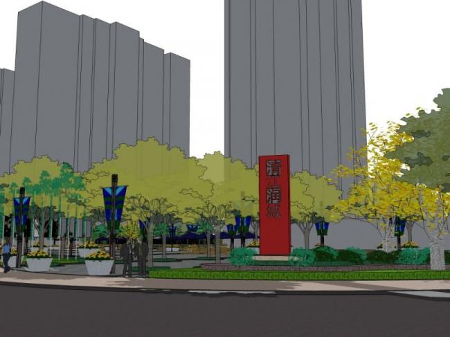 Sketchup景观模型|小区景观，住宅景观，现代风格