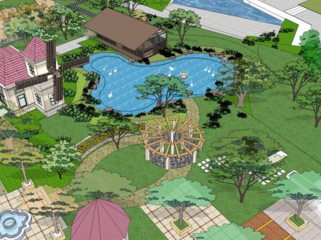 Sketchup景观模型|公园景观，现代风格