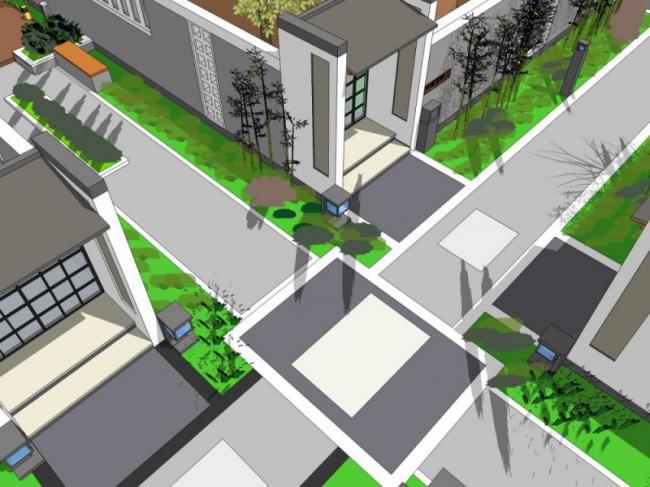Sketchup景观模型|小区景观，住宅景观，中式风格