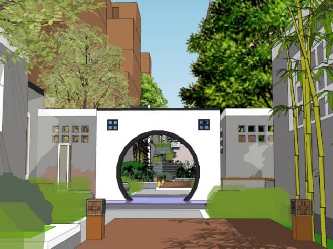 Sketchup景观模型|小区景观，住宅景观，中式风格