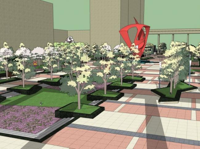 Sketchup景观模型|住宅景观，居住区景观，现代风格