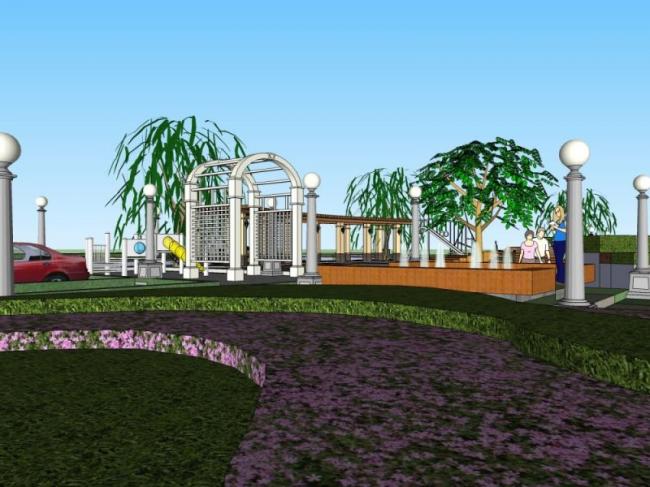 Sketchup景观模型|小区景观，住宅景观，现代风格