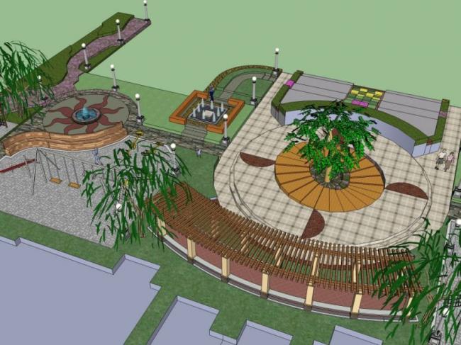 Sketchup景观模型|小区景观，住宅景观，现代风格