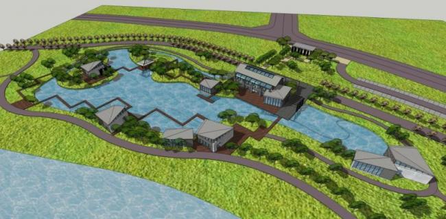 Sketchup景观模型|园林景观，中式风格