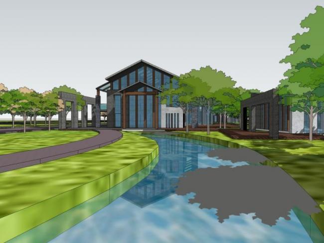 Sketchup景观模型|园林景观，中式风格