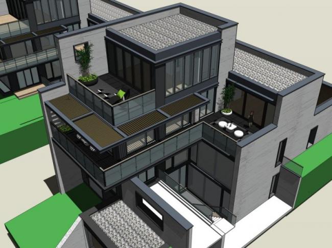 Sketchup景观模型|别墅庭院景观，新中式风格