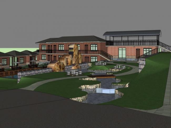 Sketchup景观模型|山庄景观，新中式风格