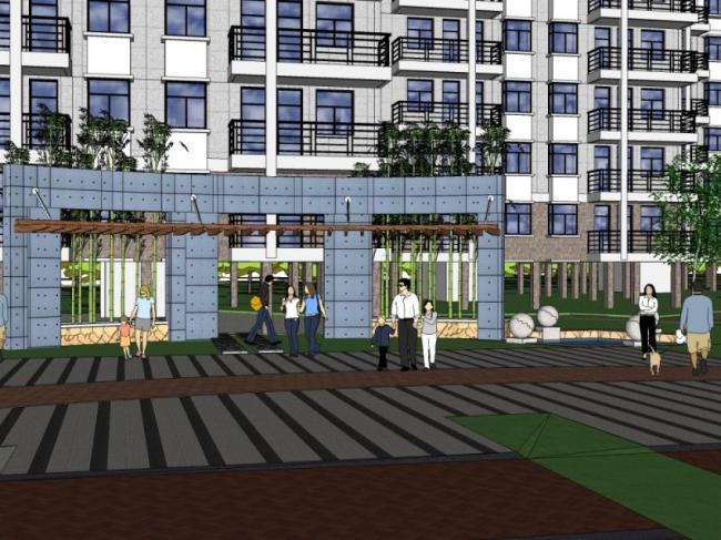 Sketchup景观模型|小区景观，住宅景观，现代风格