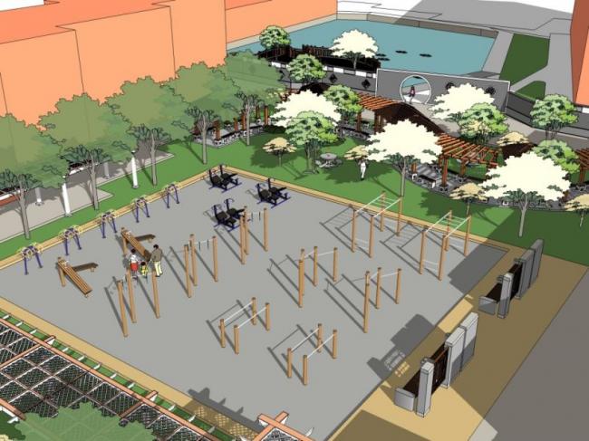 Sketchup景观模型|养老院景观，现代风格