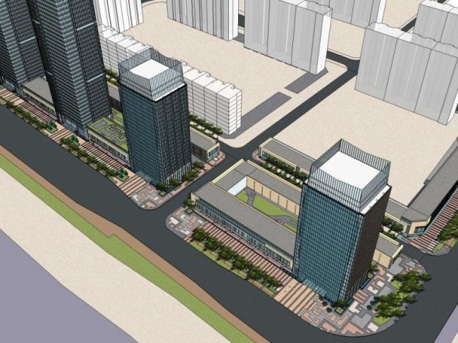 Sketchup景观模型|商业景观，现代风格