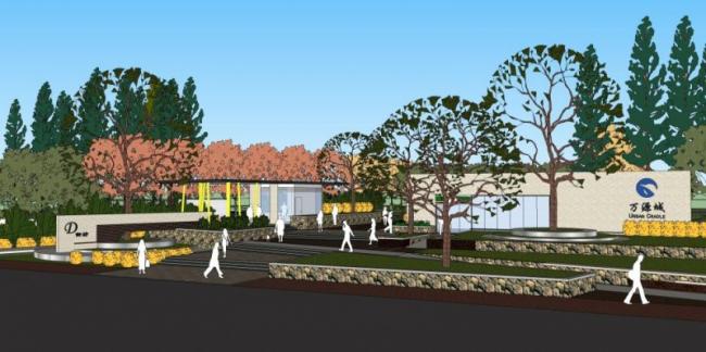 Sketchup景观模型|小区景观，住宅景观，现代风格