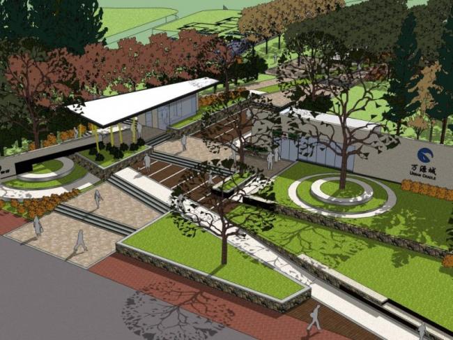 Sketchup景观模型|小区景观，住宅景观，现代风格