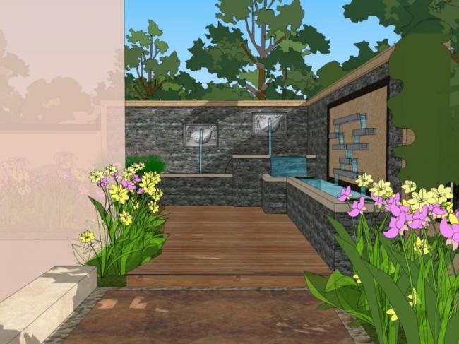 Sketchup景观模型|别墅庭院景观，庭院景观，现代风格