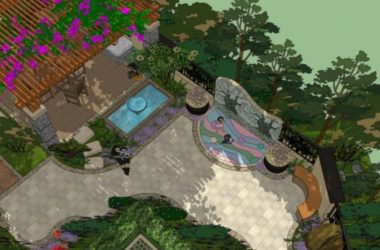 Sketchup景观模型|别墅庭院景观，庭院景观，现代风格-BIM建筑网