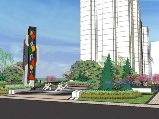 Sketchup景观模型|公园景观，现代风格