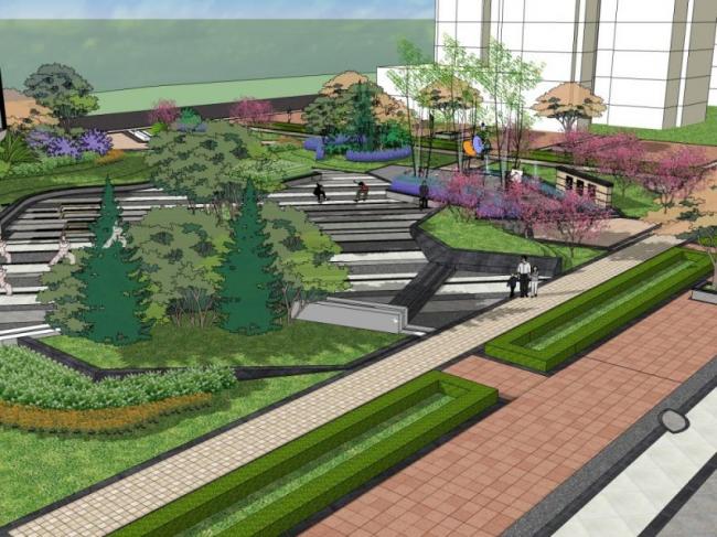 Sketchup景观模型|公园景观，现代风格