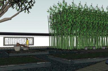 Sketchup景观模型|别墅庭院景观，别墅景观，庭院景观，中式风格-BIM建筑网