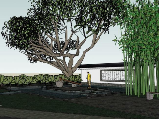 Sketchup景观模型|别墅庭院景观，别墅景观，庭院景观，中式风格