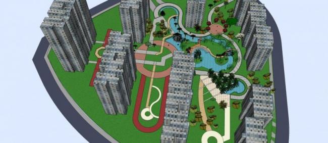 Sketchup景观模型|小区景观，住宅景观，现代风格