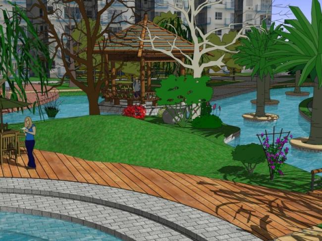 Sketchup景观模型|小区景观，住宅景观，现代风格