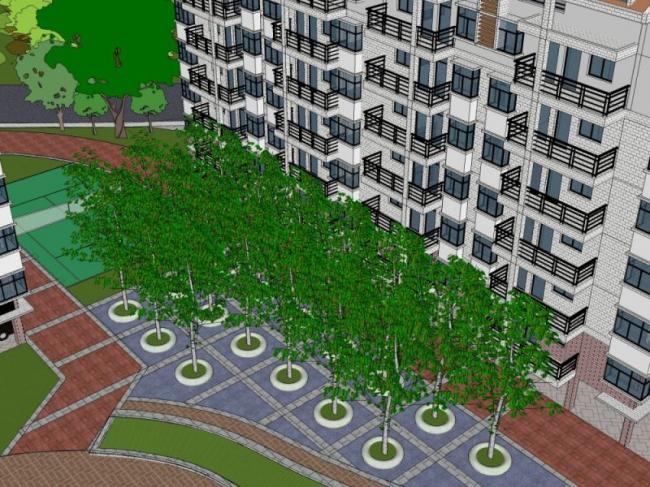 Sketchup景观模型|小区景观，住宅景观，现代风格