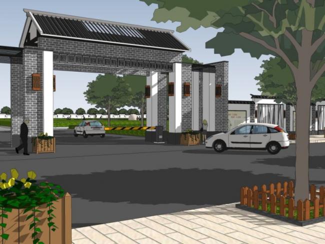 Sketchup景观模型|办公景观，中式风格