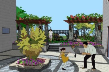 Sketchup景观模型|别墅庭院，中式风格-BIM建筑网