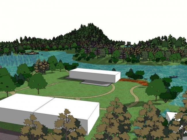 Sketchup景观模型|湿地公园景观，现代风格