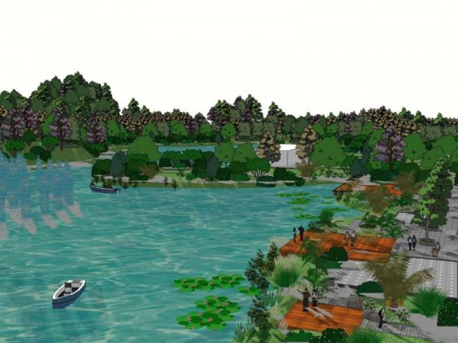 Sketchup景观模型|湿地公园景观，现代风格