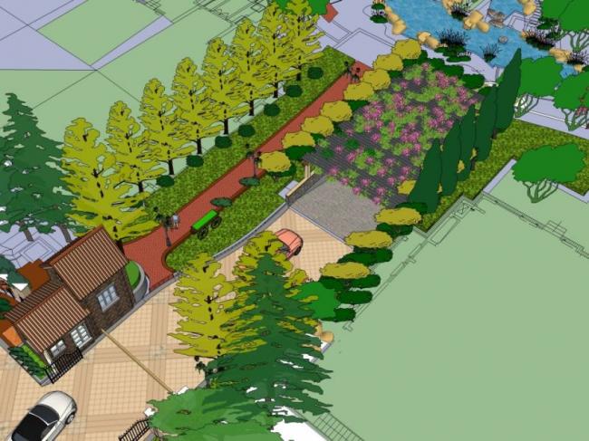 Sketchup景观模型|小区景观，住宅景观，现代风格