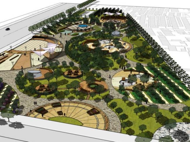 Sketchup景观模型|游园景观，现代风格