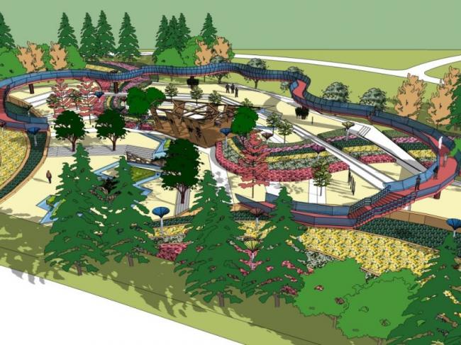 Sketchup景观模型|公园景观，现代风格