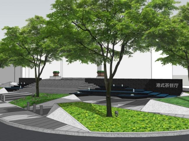 Sketchup景观模型|商业景观，现代风格