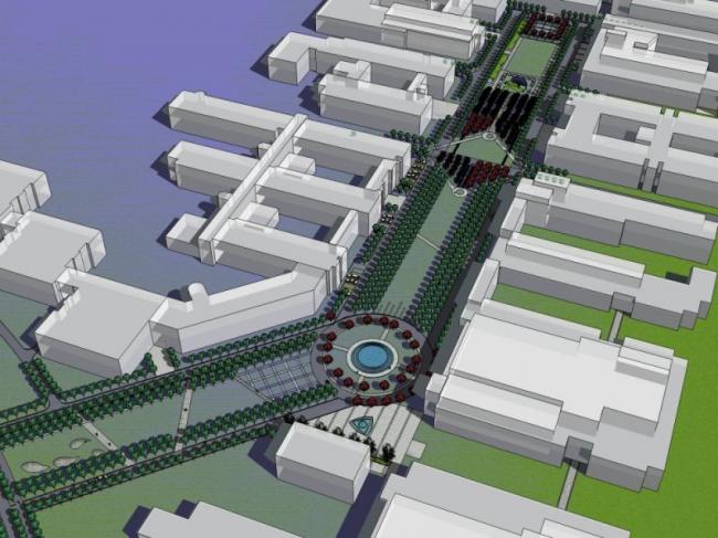 Sketchup景观模型|商业广场，长廊景观，现代风格