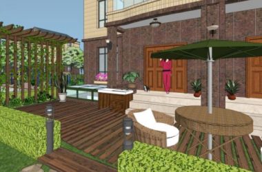 Sketchup景观模型|别墅庭院景观，现代风格-BIM建筑网