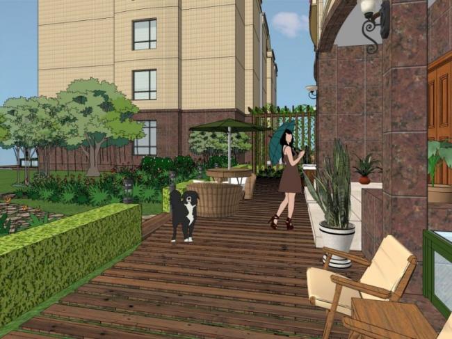 Sketchup景观模型|别墅庭院景观，现代风格