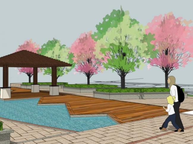 Sketchup景观模型|广场景观，停车场景观，现代风格