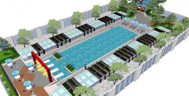 Sketchup景观模型|屋顶花园景观，泳池景观，现代风格