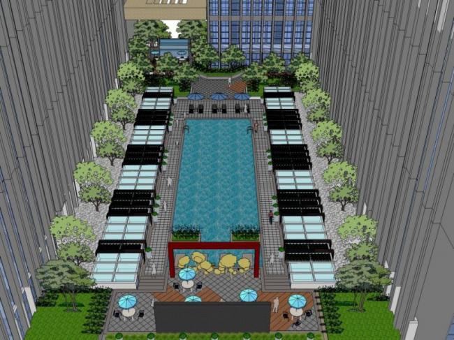 Sketchup景观模型|屋顶花园景观，泳池景观，现代风格